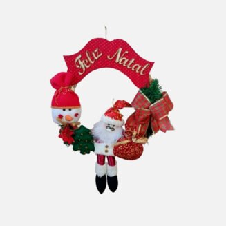 Guirlanda Feliz Natal – Papai Noel e Boneco de Neve