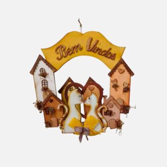 Guirlanda Decorativa Bem-Vindo – Casal de Gatos